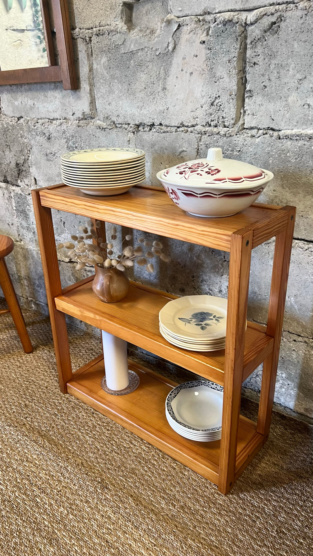 Vintage pine library shelves