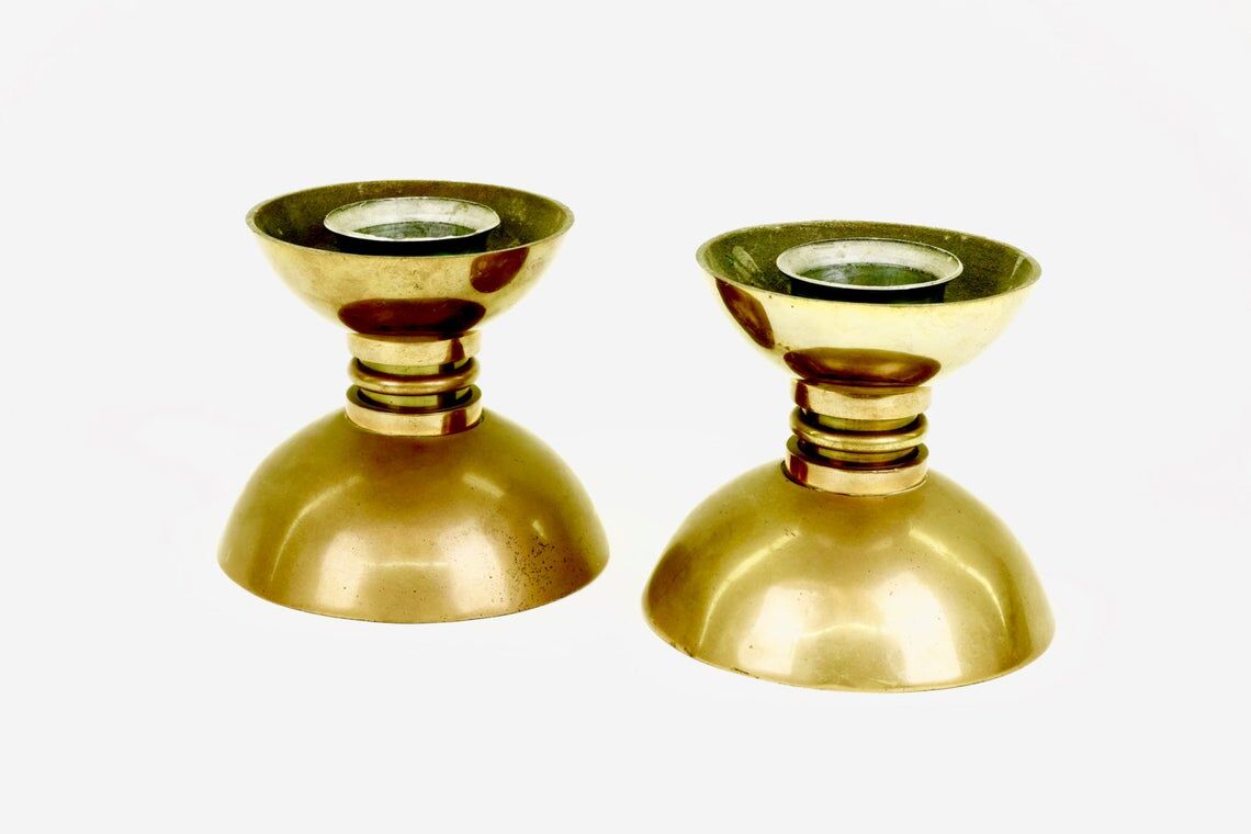 Pair of bronze candlesticks by Cheret Paris of the 1960s