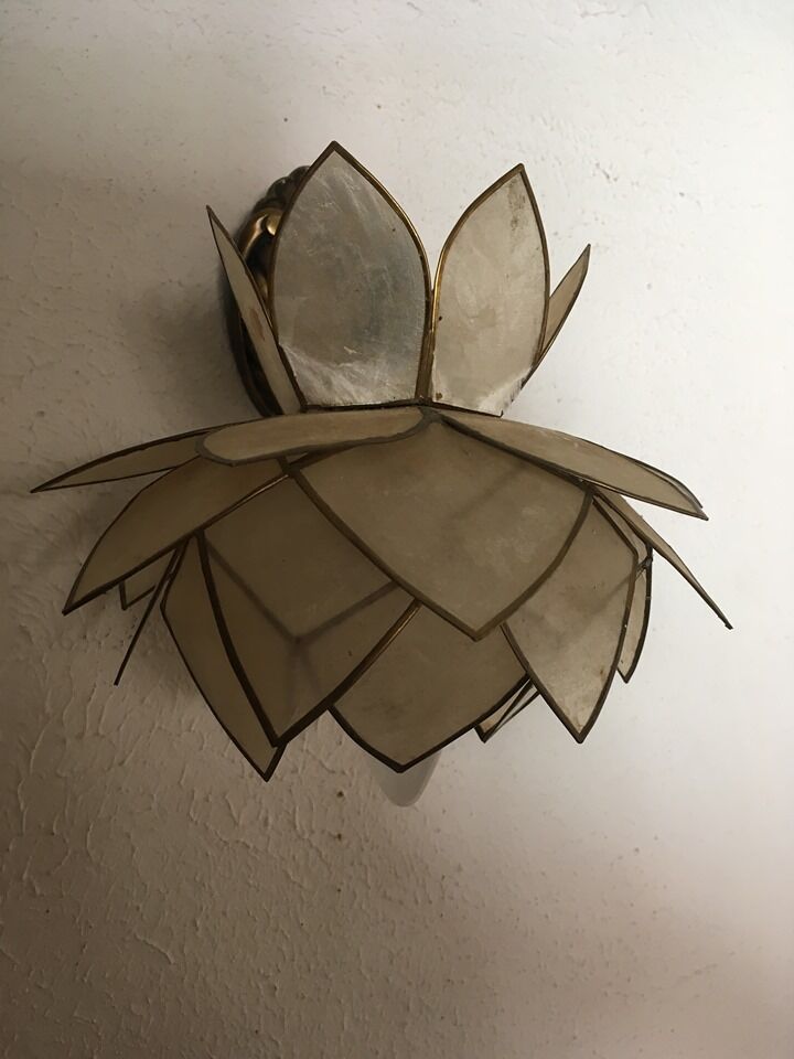 Lotus wall lamp in mother-of-pearl petals
