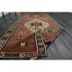 Vintage Turkish Oushak handmade wool cotton brown runner rug 137X338