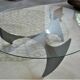 Propeller Round Coffee Table (Helix) by Knut Hesterberg Glass Plate and Metal Base