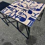 Square coffee table in cobalt blue zellige – handcrafted abstract decor