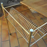 Vinyl storage cabinet with vintage wheels 70s