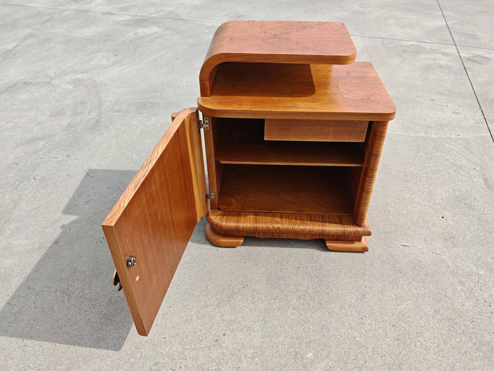 Pair of Art Deco bedside tables renovated in ash, 1930s.