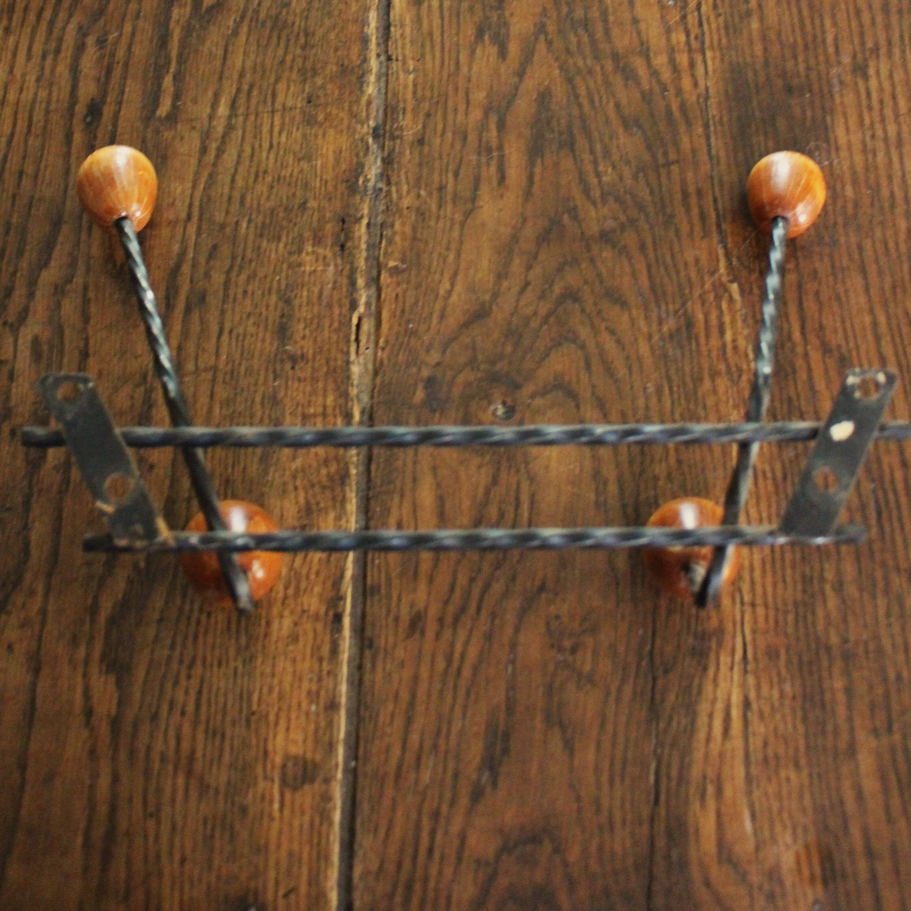 Porte manteaux double barre boules bois