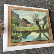 Rare antique double-sided painting – oil landscapes