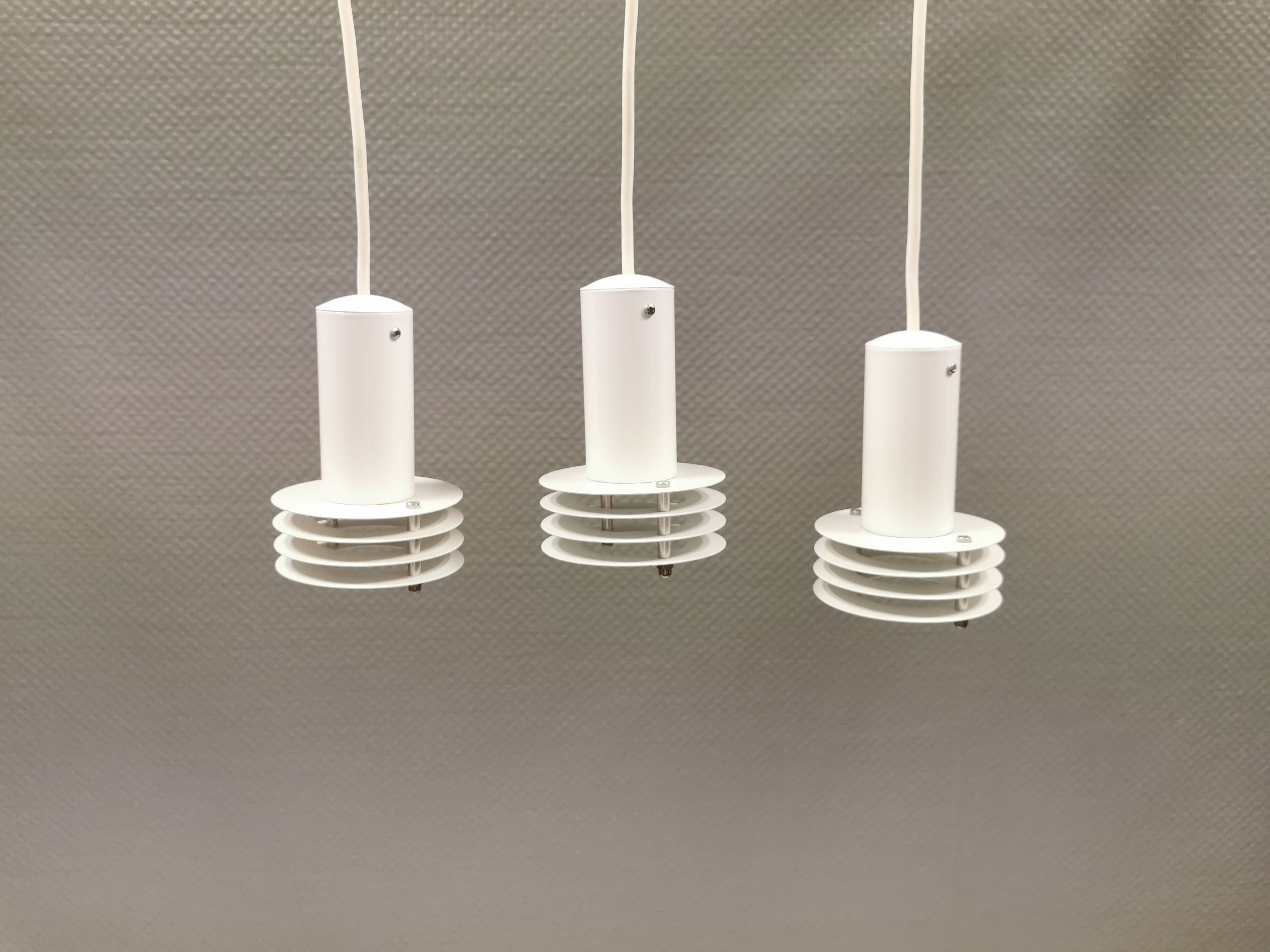 3 minimalistic small hanging lamps from danish lyfa, produced in the 80s.