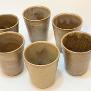 Set of 6 Digouin tumblers in beige brown stoneware
