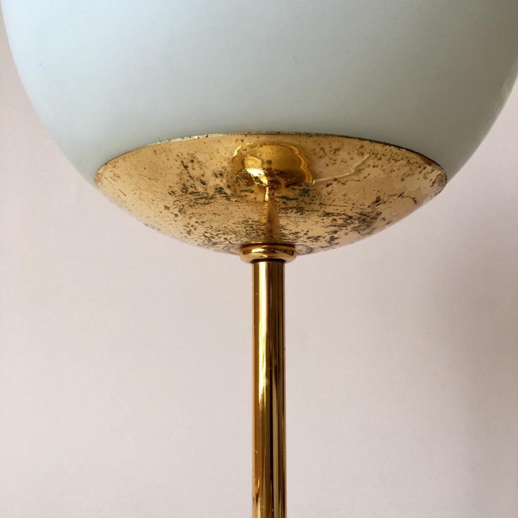 Vintage german brass and opaline glass table lamp