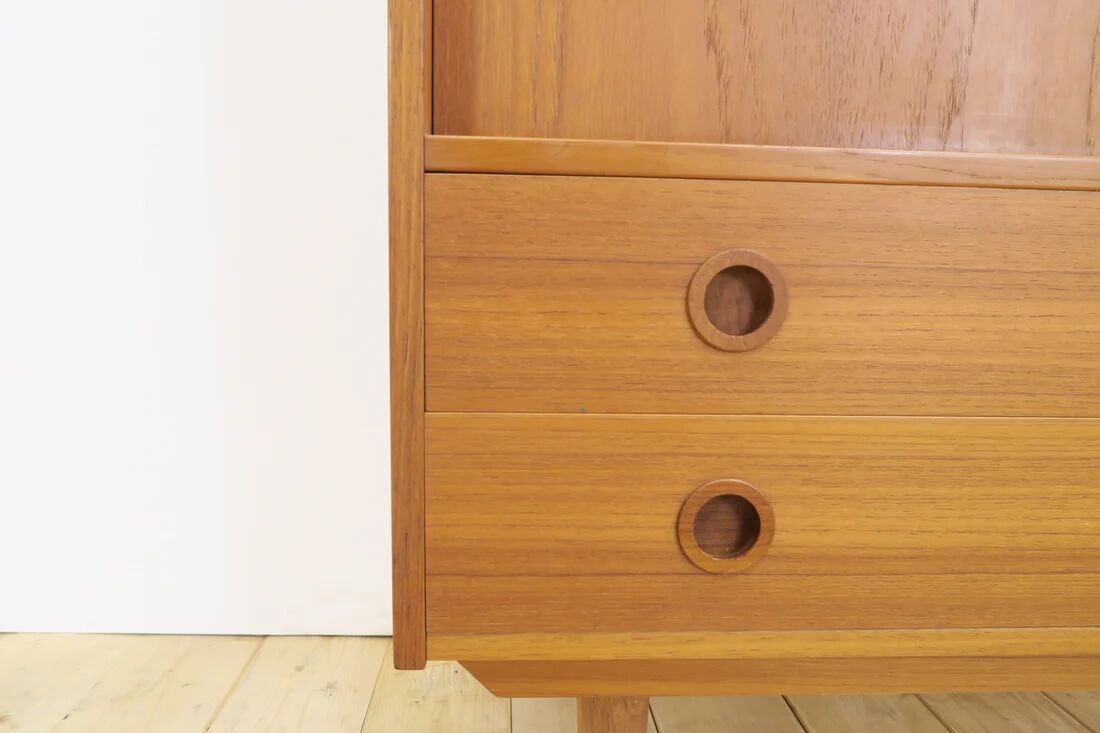 High teak cabinet with sliding doors, 1960s