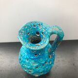 Pichet aiguière céramique avec ecumes bleu vintage