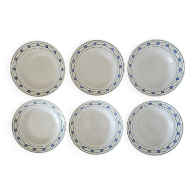 6 assiettes creuses anciennes en faïence de Saint-Amand (Nord)