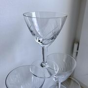 Lot 6 crystal wine glasses engraved 50s