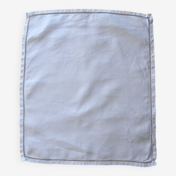 Set de 12 serviettes anciennes en damassé de coton & monogramme