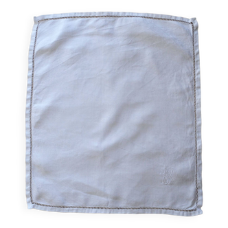 Set de 12 serviettes anciennes en damassé de coton & monogramme
