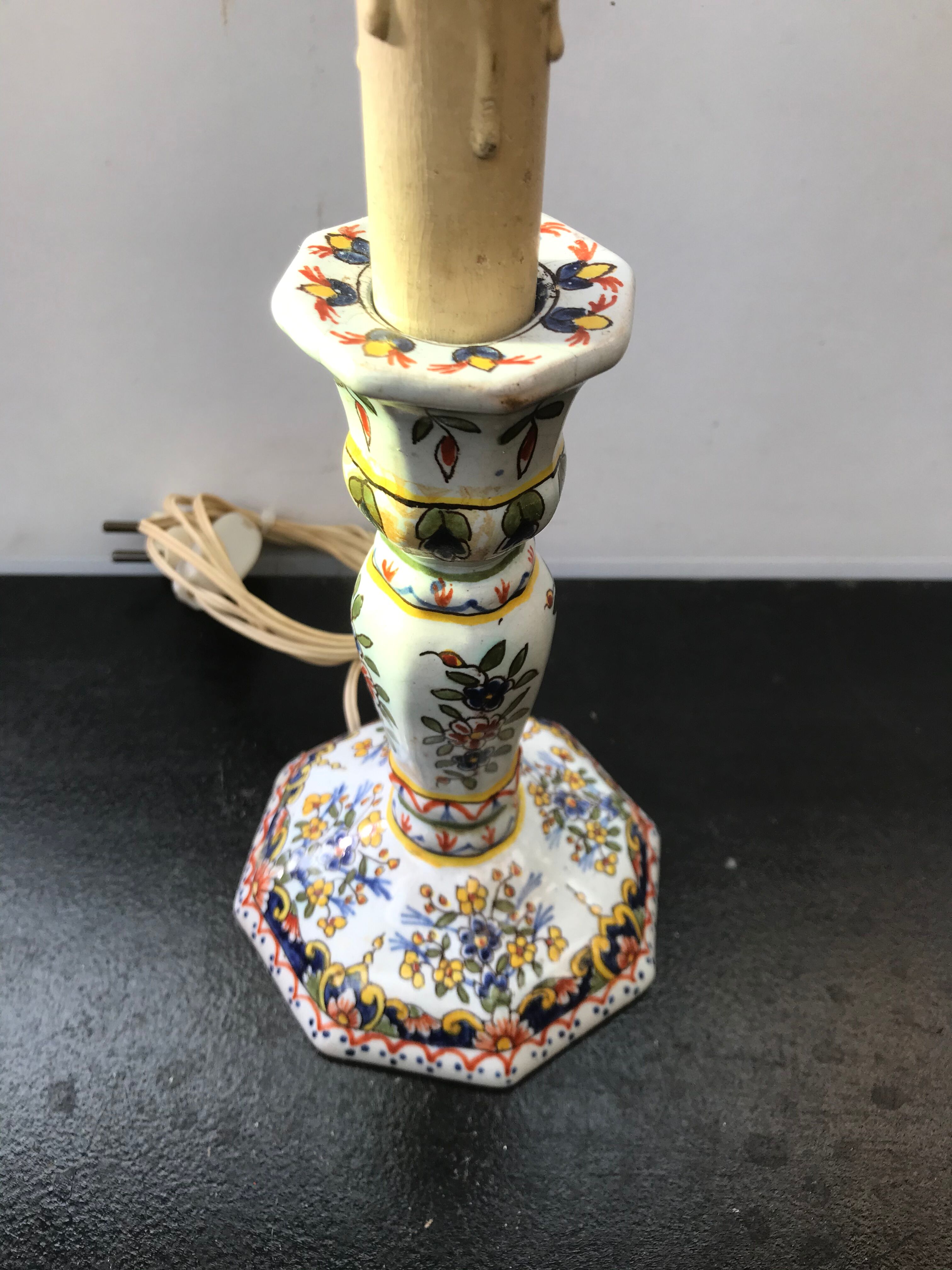 Former Moustiers ceramics painted vintage candlelight