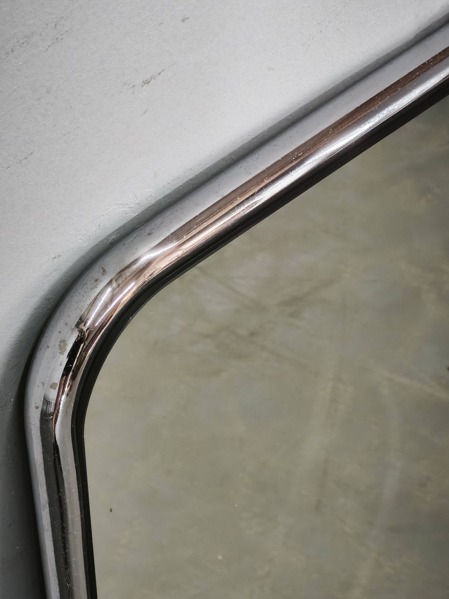 Italian Space Age Chrome and Brass Rectangular Wall Mirror, 1970s