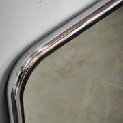 Italian Space Age Chrome and Brass Rectangular Wall Mirror, 1970s