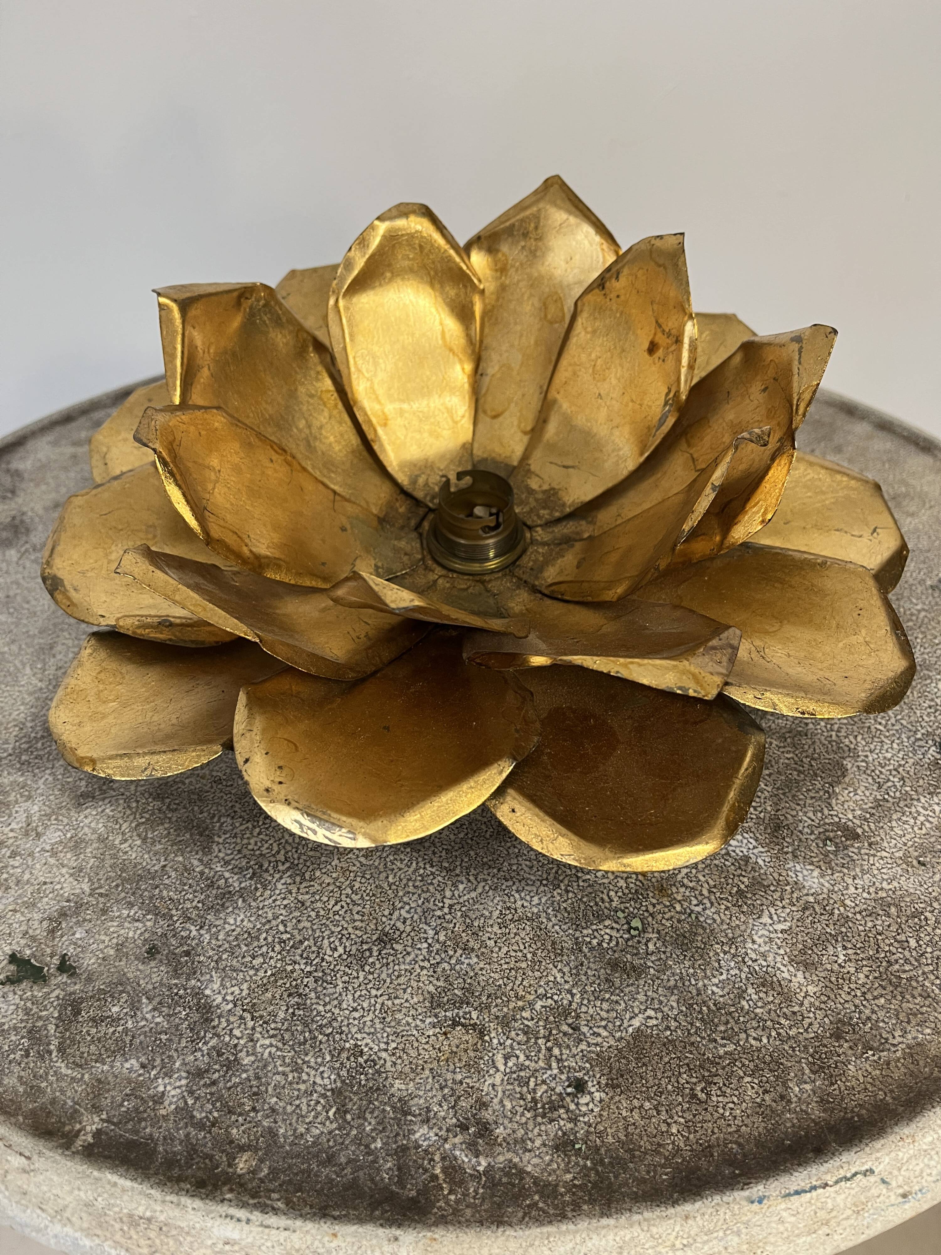 70s gold lotus wall light