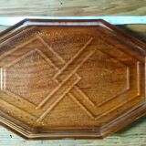 Vintage, Plat plateau en verre rose style Rosaline - art déco