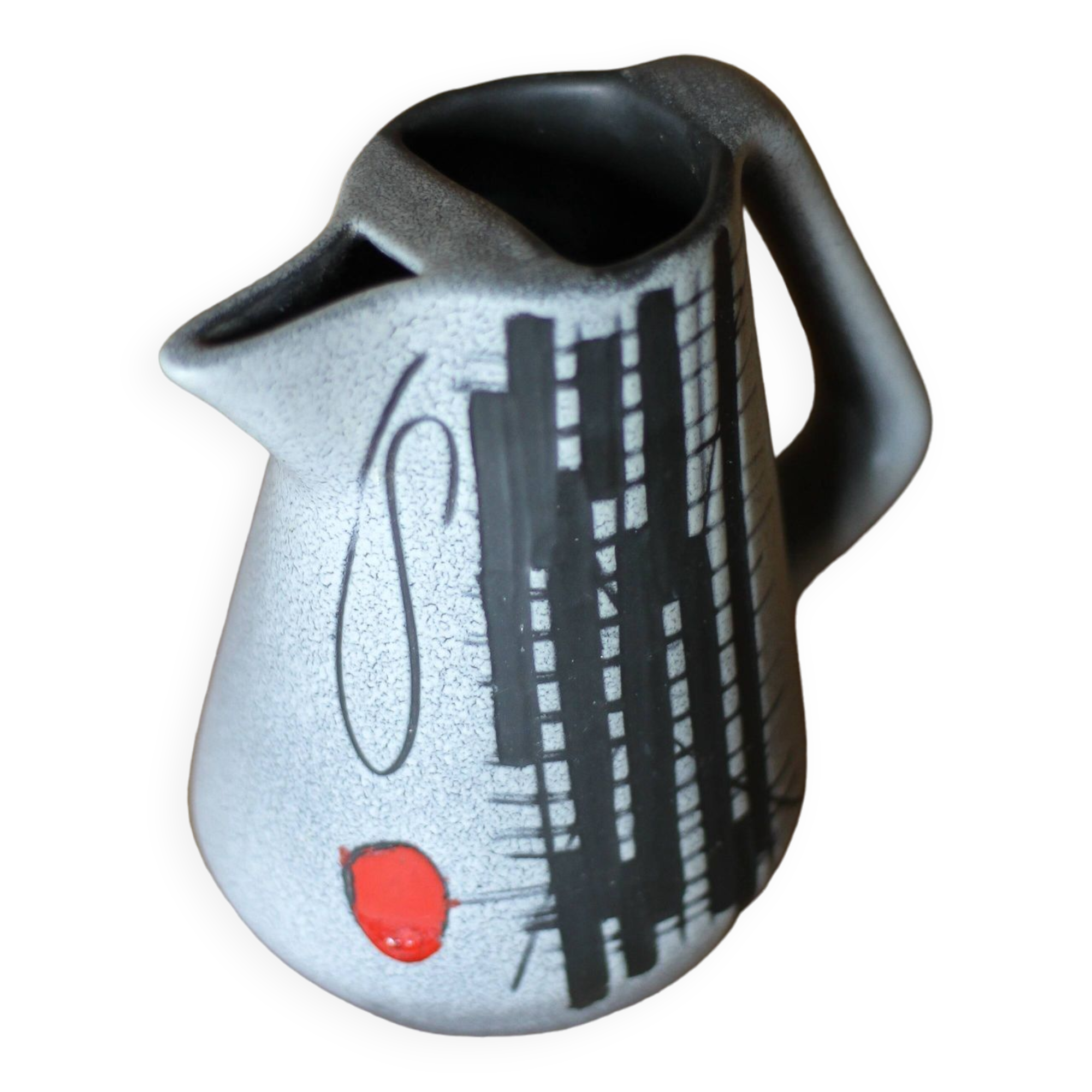 Pitcher Vallauris François Caleca, signed ceramic pitcher, ceramic carafe, modernist, 50's
