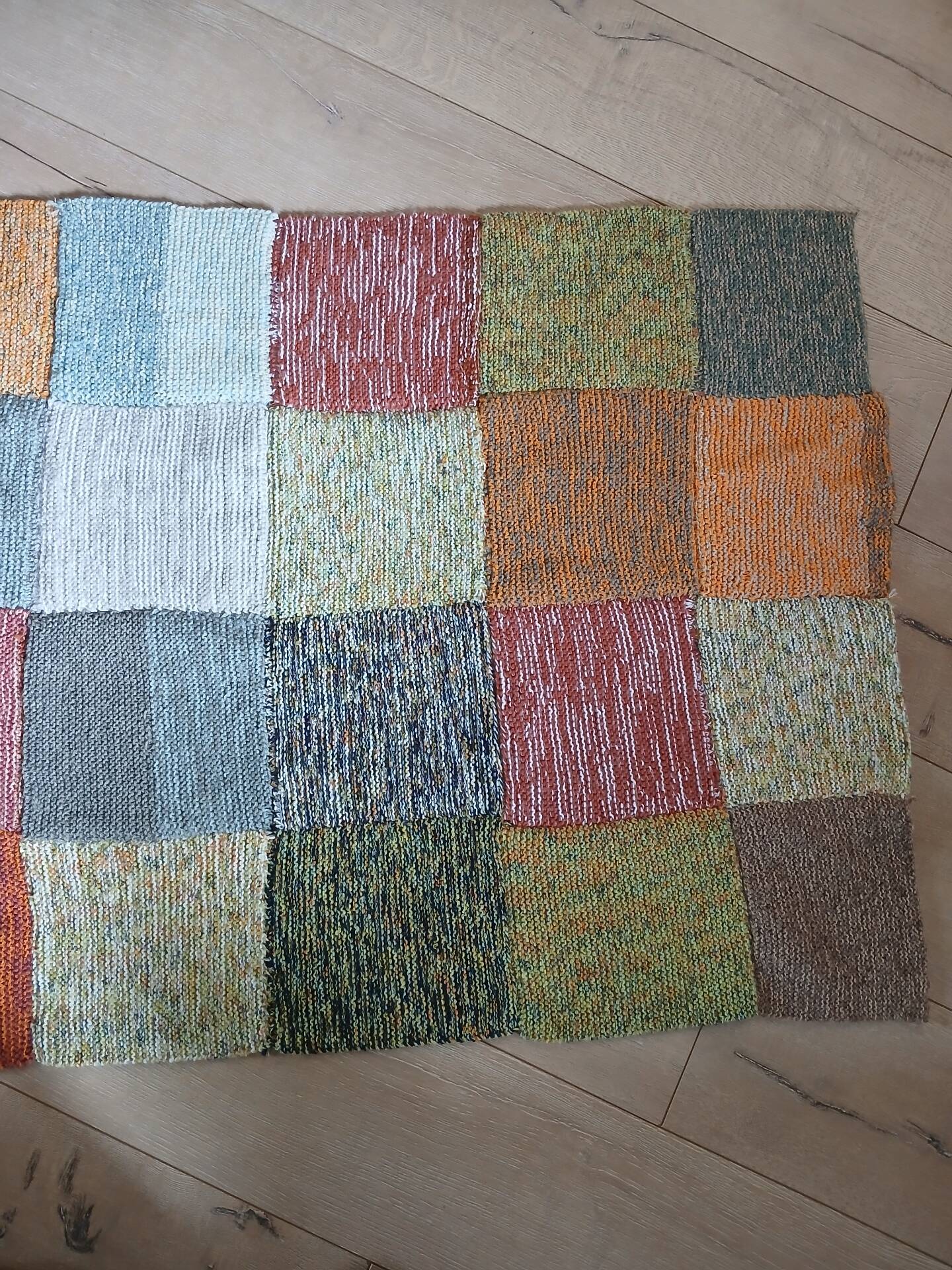 3 patchwork blankets knitted by hand