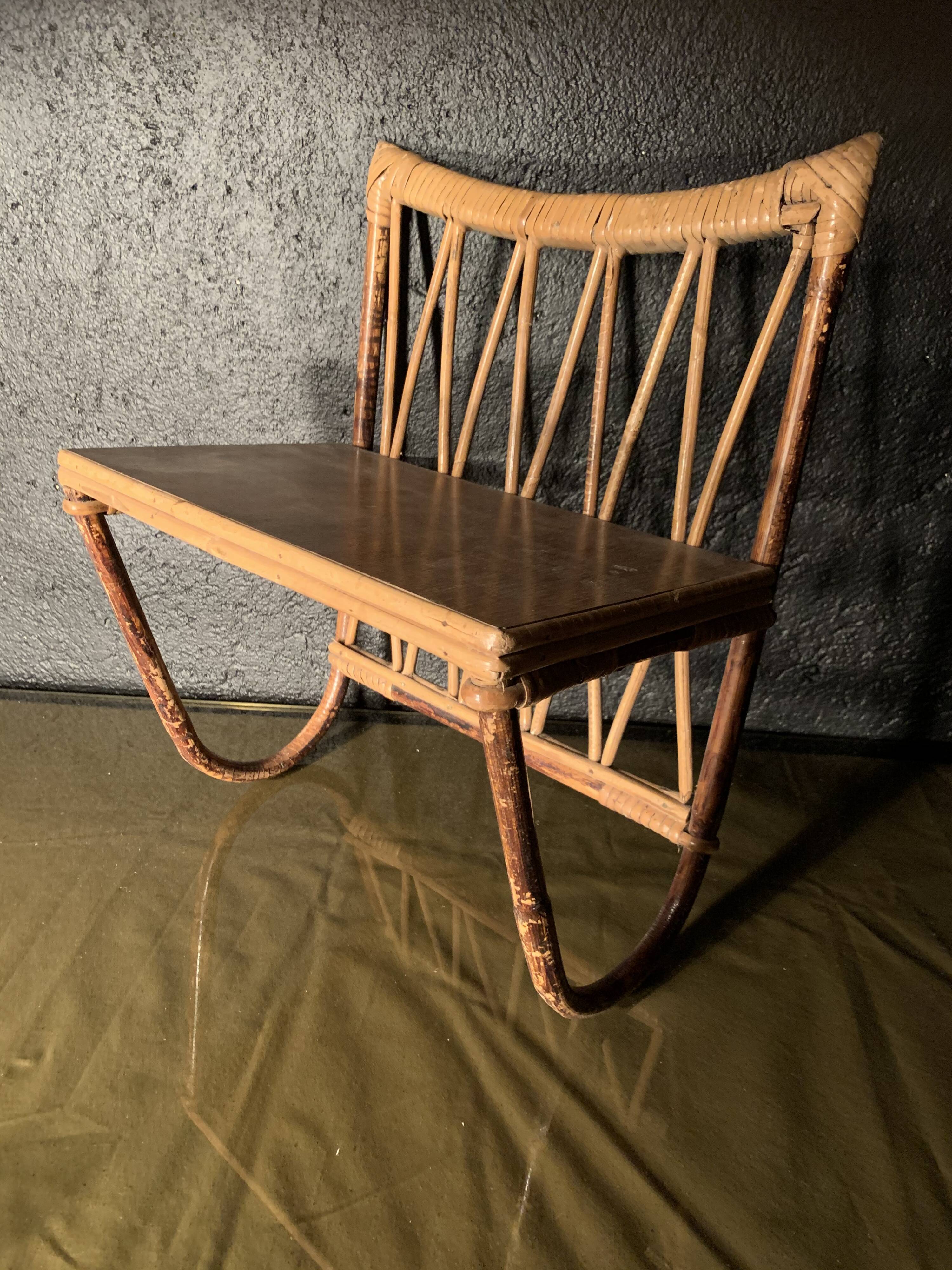 Rattan wall shelf 1960