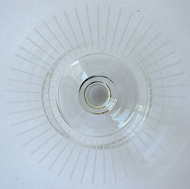 Suite of six art-deco glasses with red wine in modernist shape in cut crystal