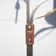 Wrought iron floor lamp Ryckaert JP, Wrought iron and leather floor lamp, living room lamp, 60's