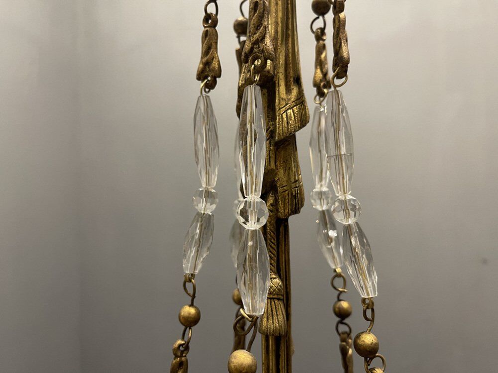 Italian Liberty Bronze Chandelier, 1940s