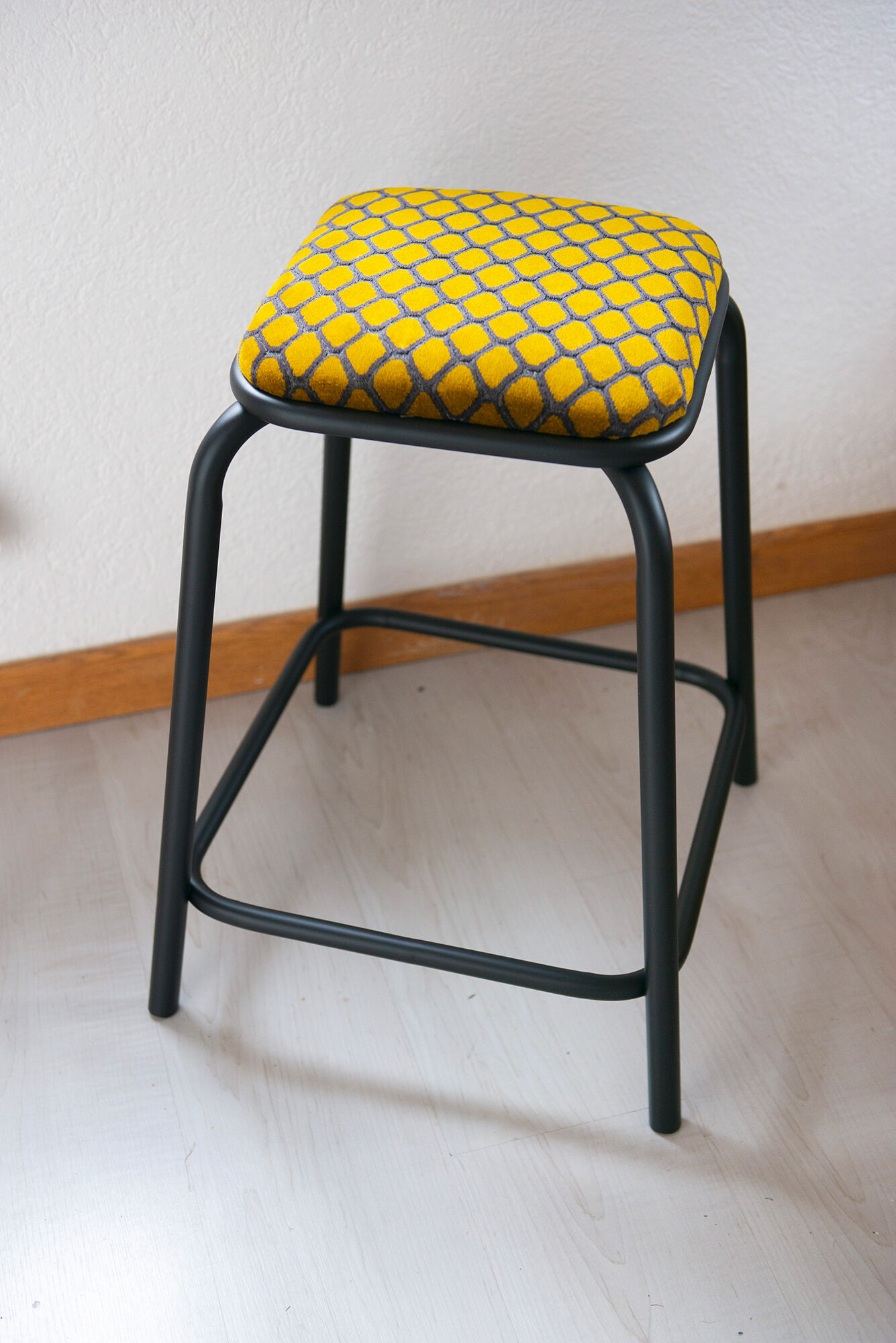 Matte and yellow black industrial stool