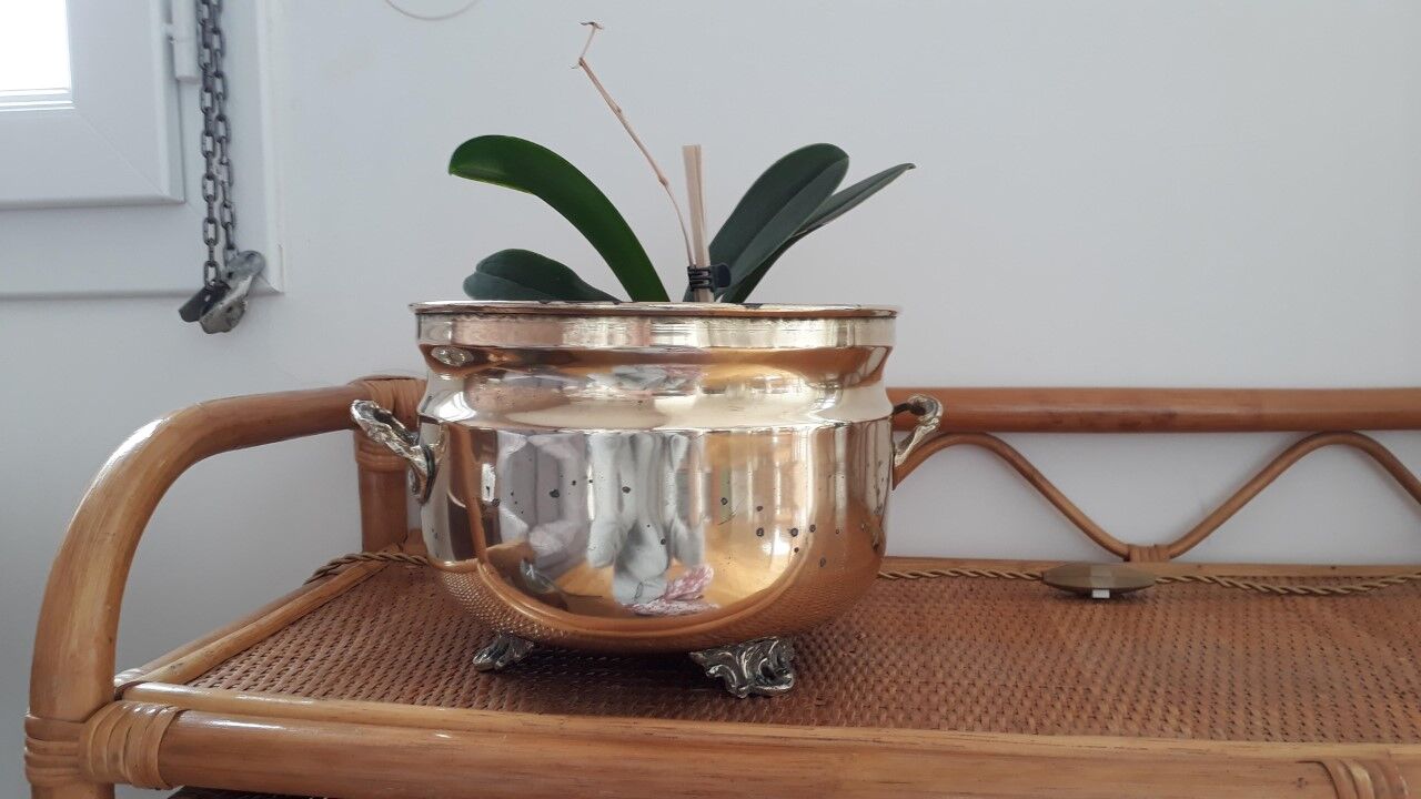 Old gold copper pot cover