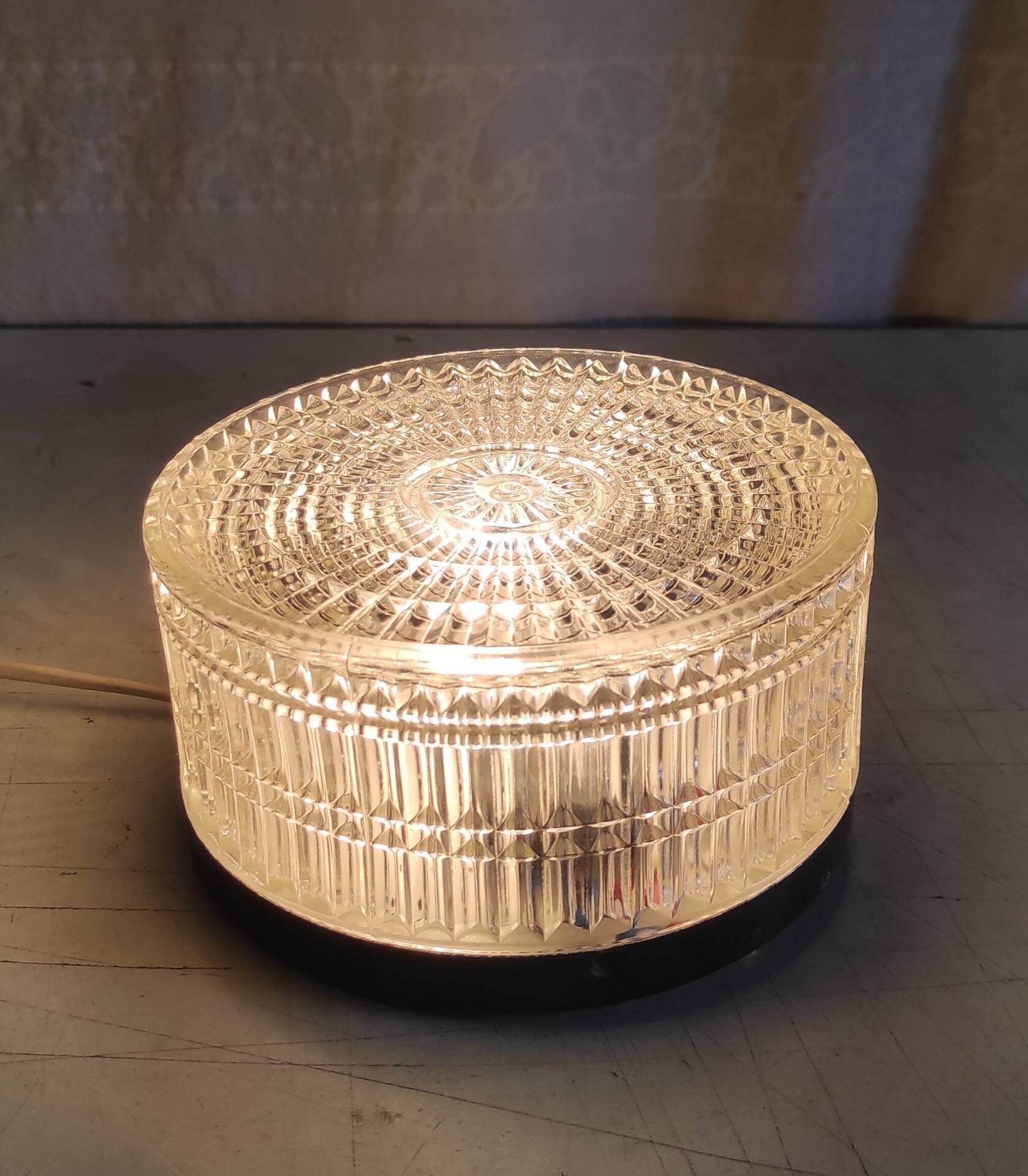 Ceiling light or wall sconce in prismatic glass - mid 20th century.