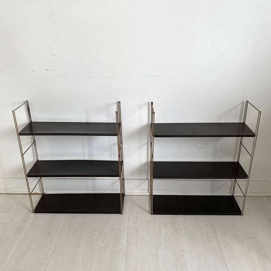 Pair of twisted string wall shelves
