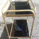 Rolling trolley in gilded brass with 2 trays