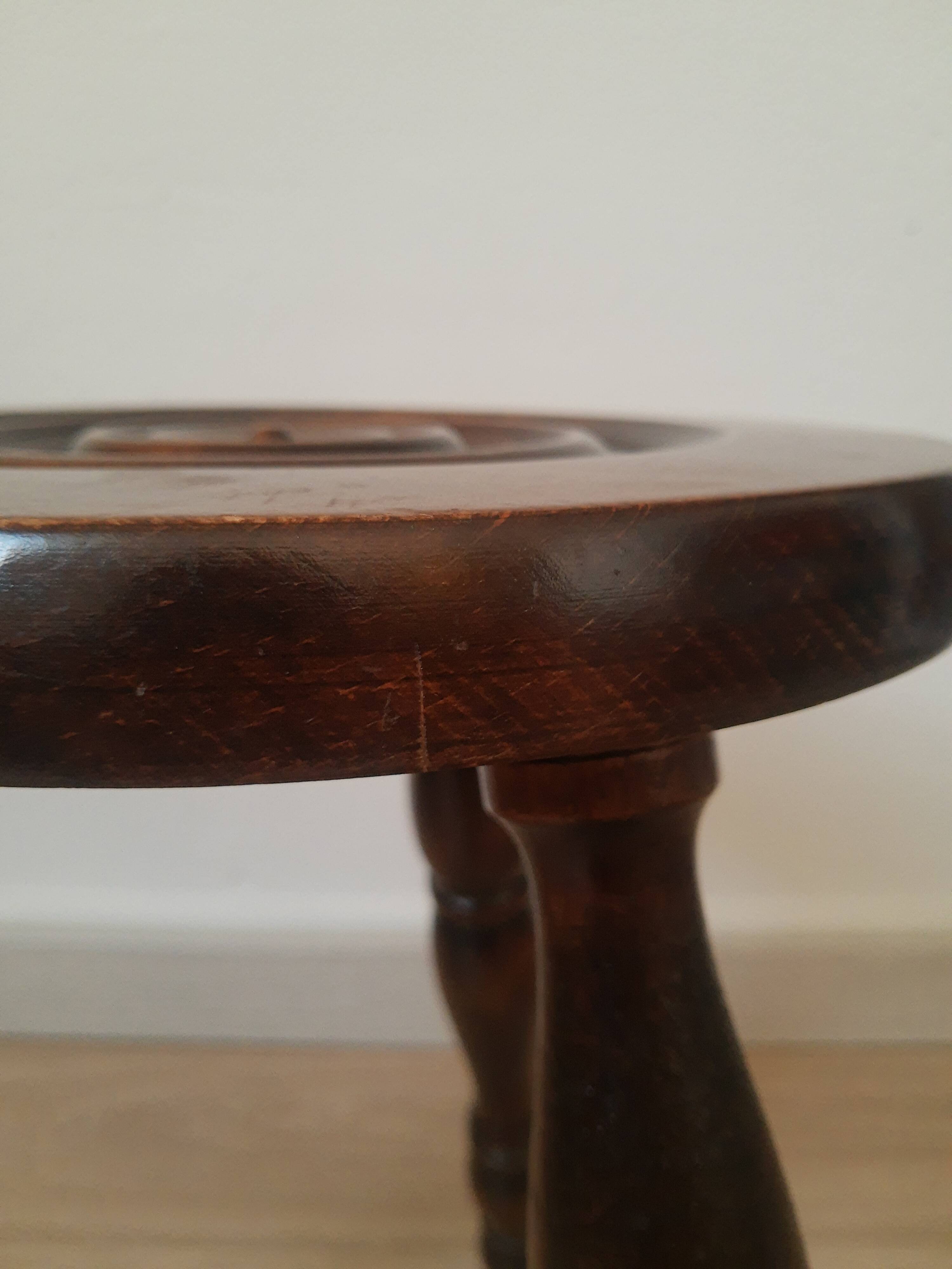 Vintage country turned wooden tripod stool