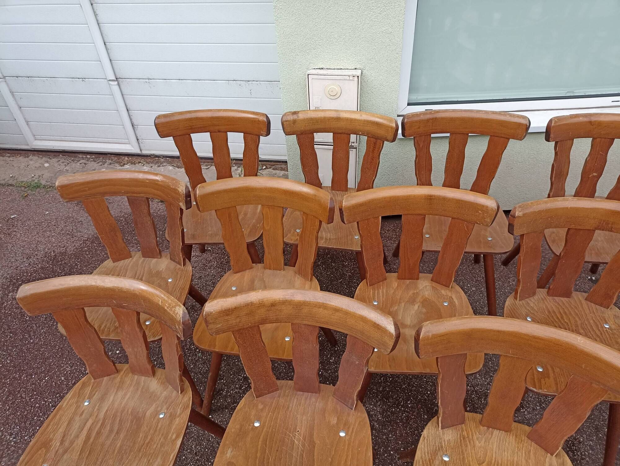 Set of 20 bistro cafe bar restaurant chairs - wood - vintage
