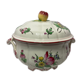 Old soup pot earthenware of the East floral decoration apple XXth