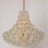 Chandelier, brass and crystal glass by Kinkeldey, Germany, 1970s.