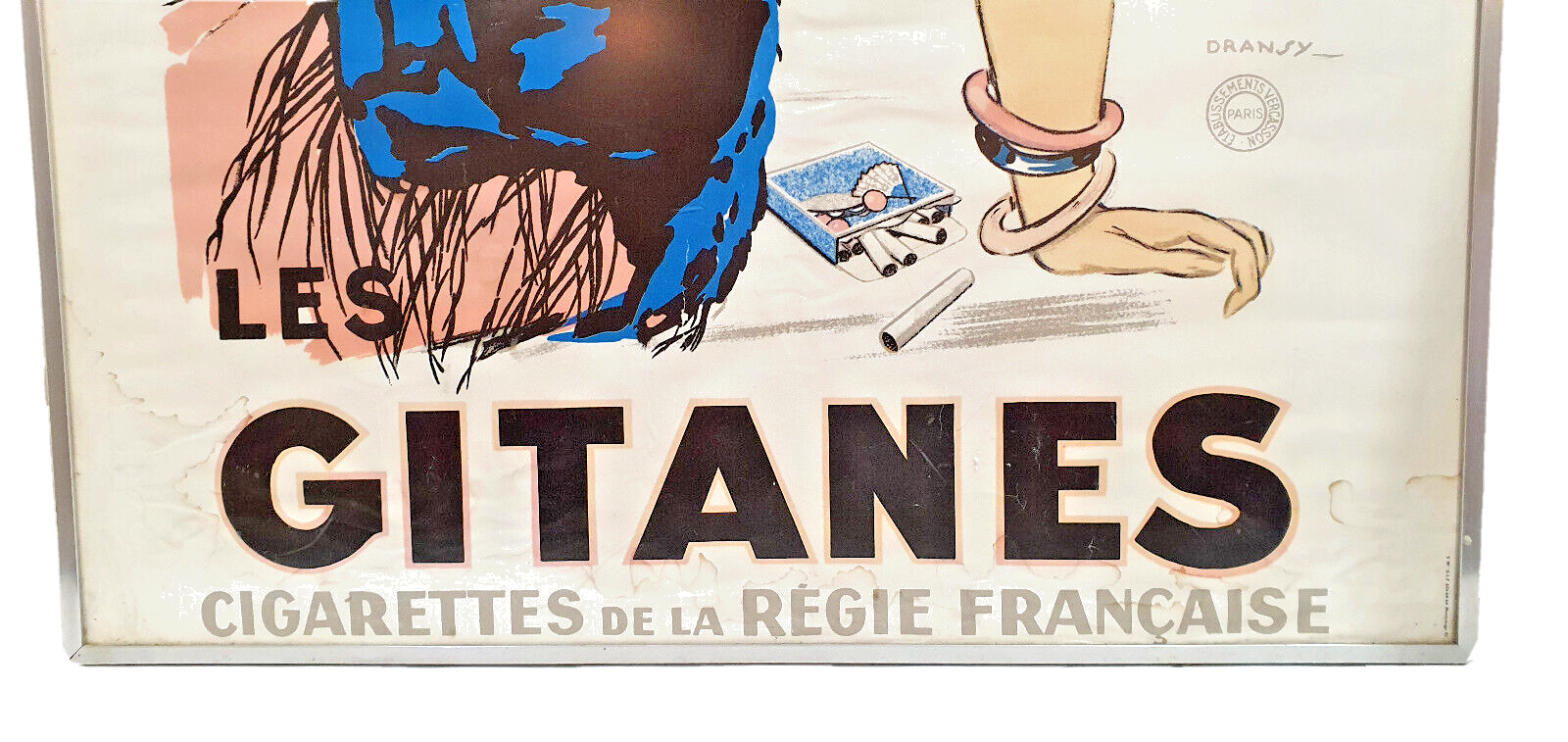 Affiche publicitaire vintage 79x59 Cigarettes les gitanes Dransy Montrouge 1992