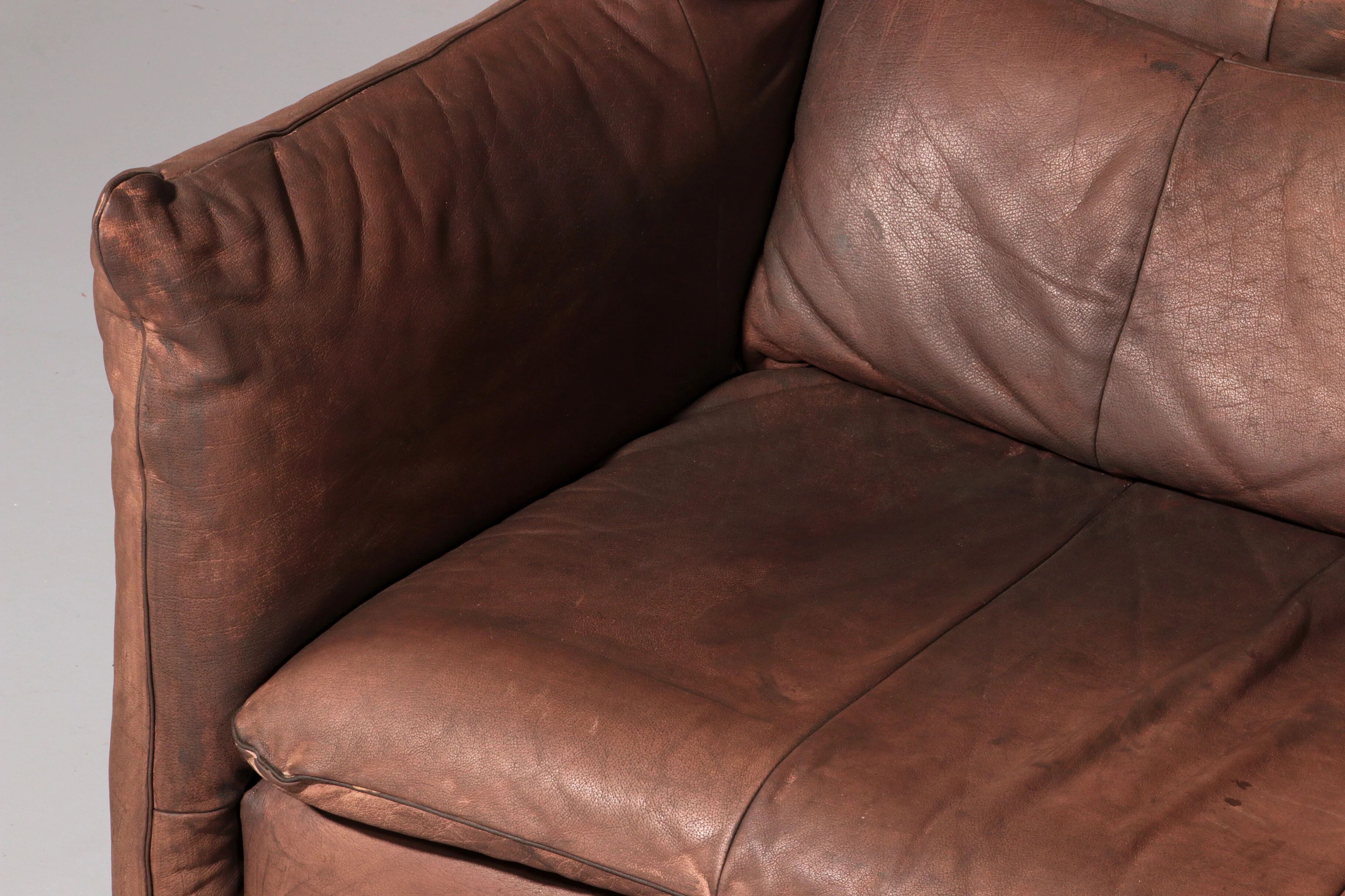 Patinated leather sofa by Gerard van den Berg for Montis, Netherlands, 1970s