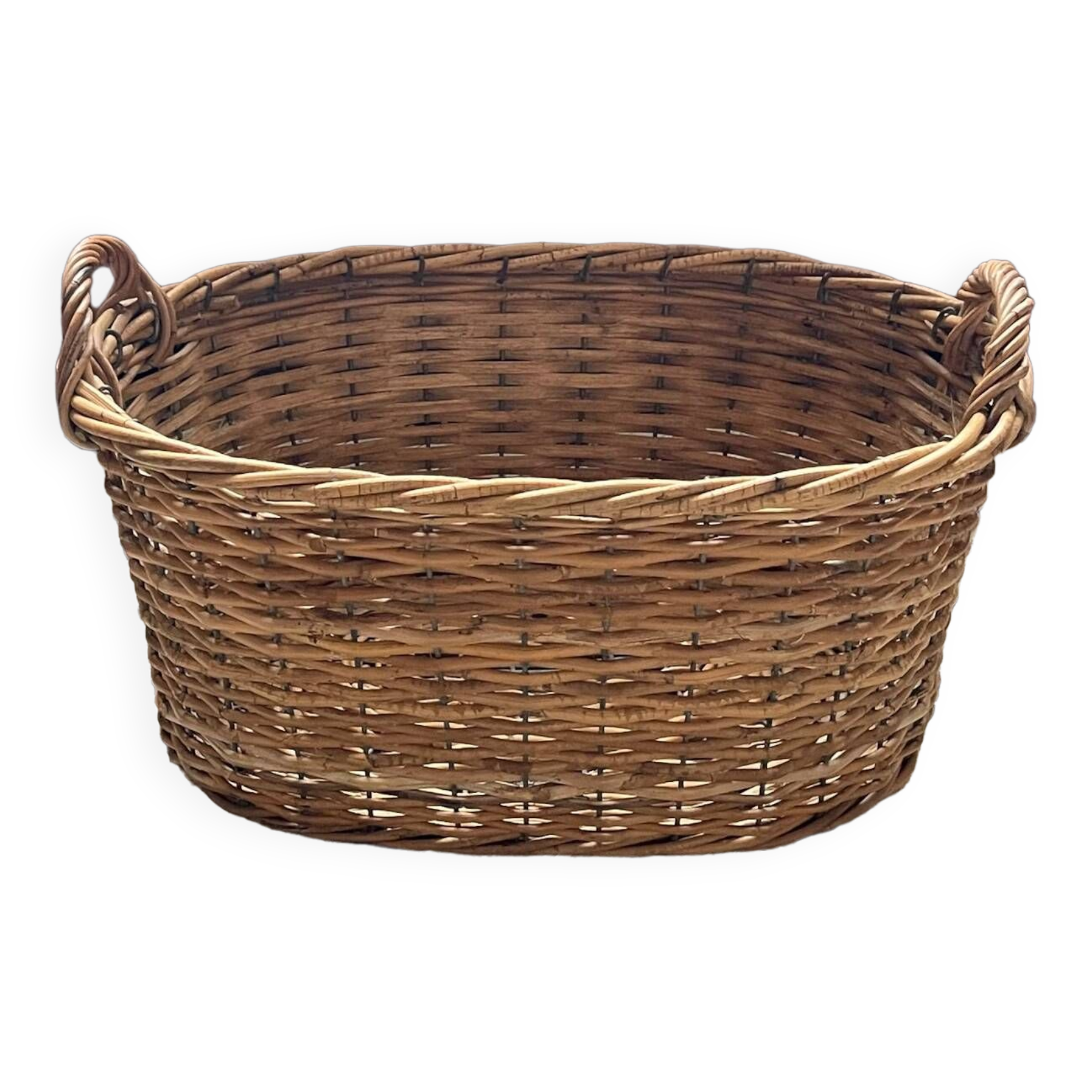 Old rattan and metal basket