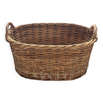 Panière ancienne en rotin et métal