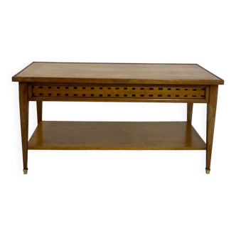 Table basse vintage en chêne année 70