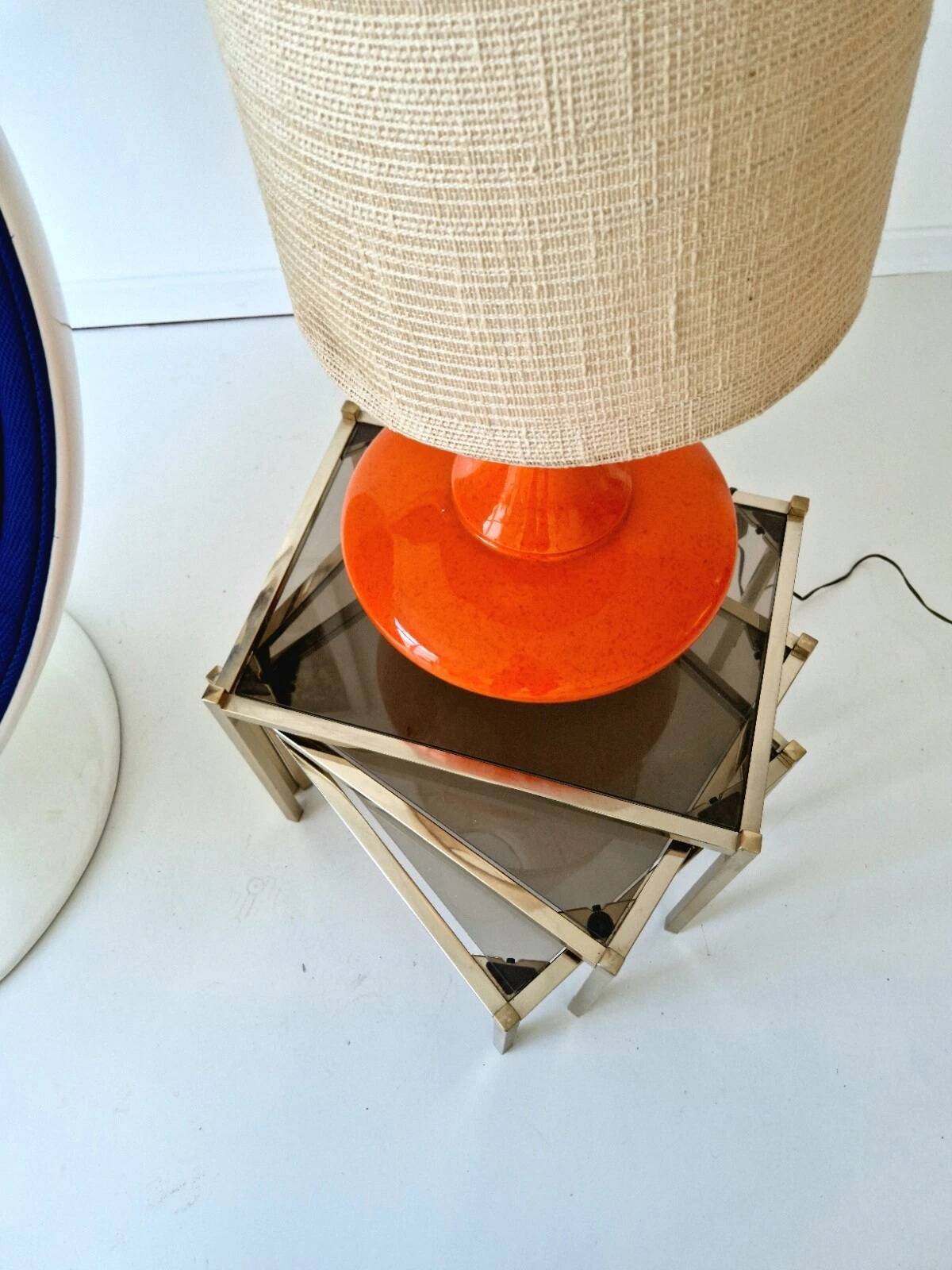 Mid Century Orange Ceramic Floor or Table Lamp 1960S Vintage Home