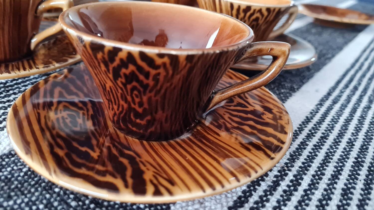 Mahogany Sarreguemine Coffee Cups