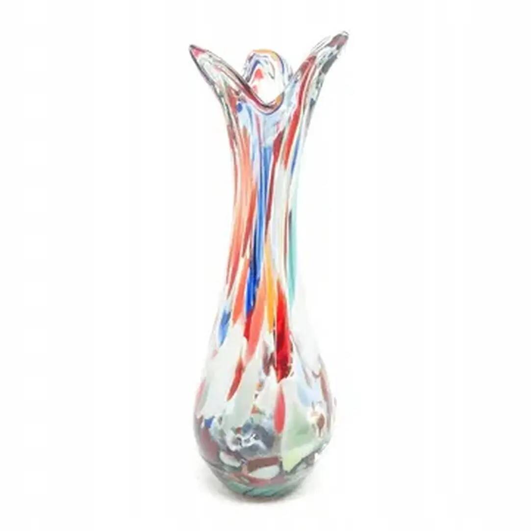 Sekacz vase, mid-century modern, multicolour glass, Huta Krosno, Poland, 1970s