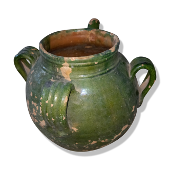 Old glazed pottery for walnut oil of Auvergne origin