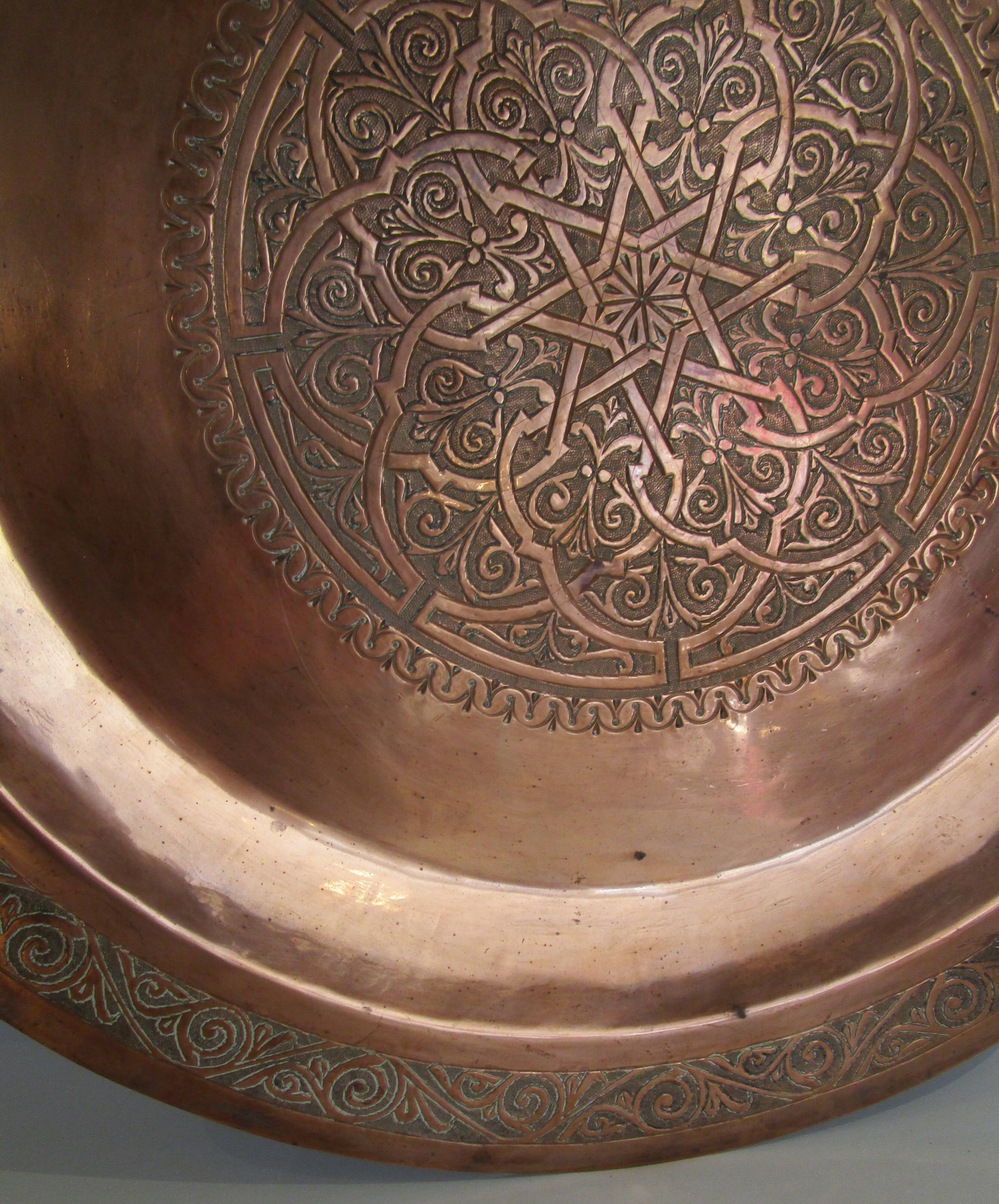 Oriental copper tray early 20th century