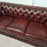Burgundy leather chesterfield sofa